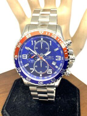 Invicta Mens Watch 34030 Specialty Chronograph Quartz Blue Dial Pepsi Bezel 45mm